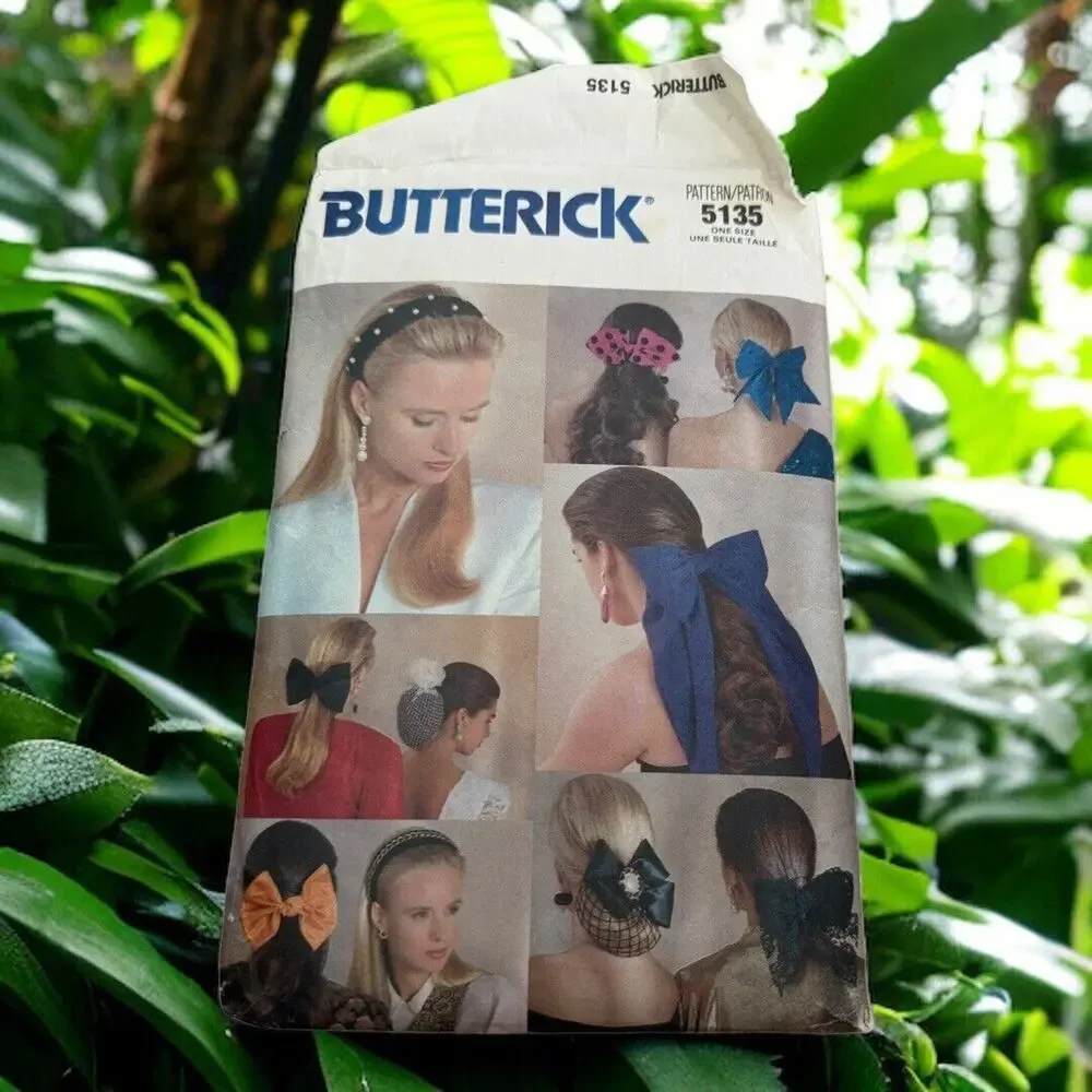 Butterick 5135 Hair Accessories Sewing Pattern Bow Snood Rosette Headband 90s FF